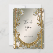 Gold Verziert White Floral Dankeschön Karte (Vorderseite)