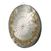 Gold Verziert White Floral Dartboard Dartscheibe (Vorderseite rechts)