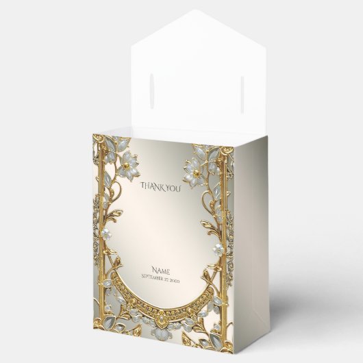 Gold Verziert White Floral Fee Box Geschenkschachtel (Geöffnet)