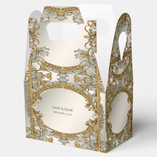 Gold Verziert White Floral Fee Box Geschenkschachtel (Geöffnet)