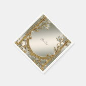 Gold Verziert White Floral Napkins Serviette (Ecke)