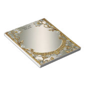Gold Verziert White Floral Notepad Notizblock (angewinkelt)