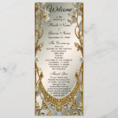 Gold Verziert White Floral Wedding Program Programm (Vorderseite)