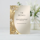 Gold Verzierte Blumen-Detail-Umschließungskarte Begleitkarte (Stehend Vorderseite)