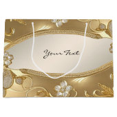 Gold Verzierte Blumenbeutel Große Geschenktüte (Vorderseite)