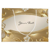 Gold Verzierte Blumenbeutel Große Geschenktüte (Rückseite)