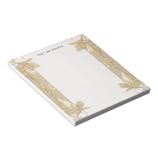 Gold Verzierte Blumenkommentare Notizblock (angewinkelt)