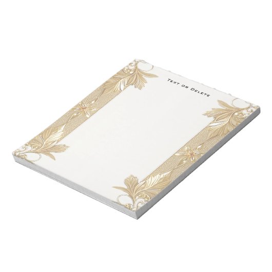 Gold Verzierte Blumenkommentare Notizblock (Rotiert)