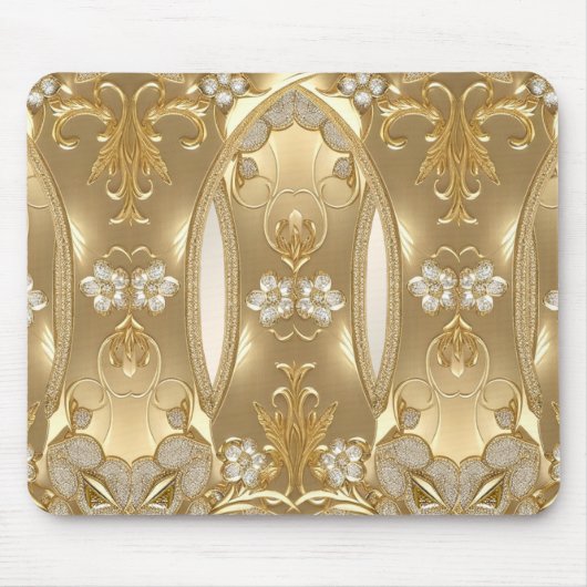 Gold Verzierte Blumenmousepad Mousepad (Vorne)