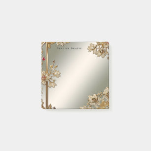 Gold Verzierte Blumenpost - Anmerkungen Post-it Klebezettel