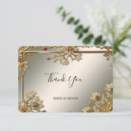 Gold Verzierte Blumenrahmen Dankeschön Card Dankeskarte
