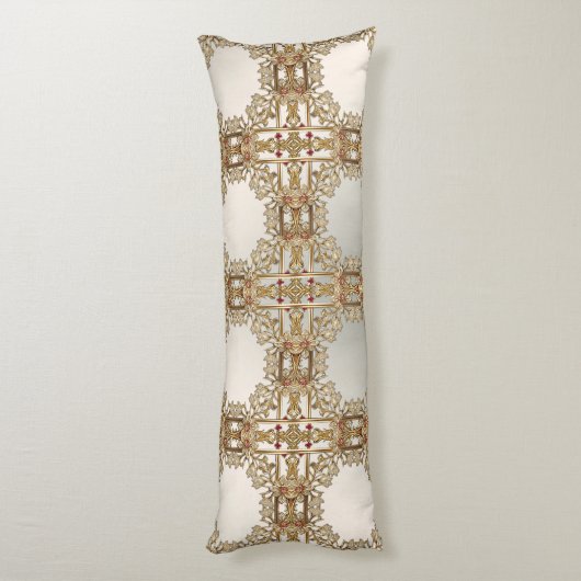 Gold Verzierte Blütenkissen Seitenschläferkissen (Rückseite (Vertikal))