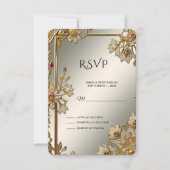 Gold Verzierte Blütenrahmen-RSVP-Karte RSVP Karte (Vorderseite)