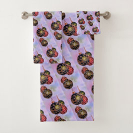 GOLD VERZIERTE CHRISTMAS ORNAMENS BADHANDTUCH SET