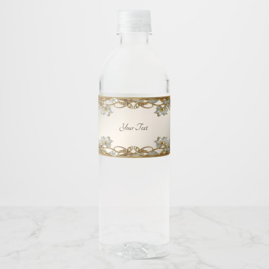 Gold Verzierte Flasche Wasser Flasche Wasserflaschenetikett (Vorderseite)