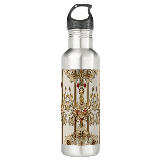 Gold Verzierte Floral Water Flasche Edelstahlflasche (Vorderseite)