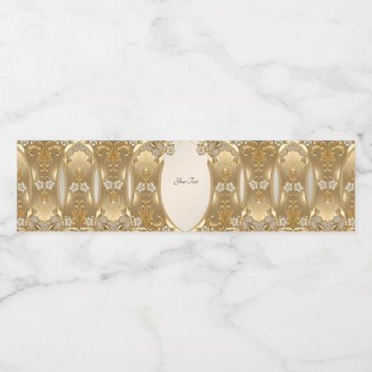 Gold Verzierte Floral Water Flasche Wasserflaschenetikett (Einzelnes Label)