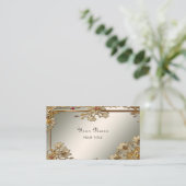 Gold Verzierte florale Frame Business Card Visitenkarte (Stehend Vorderseite)