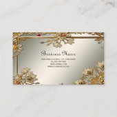 Gold Verzierte florale Frame Business Card Visitenkarte (Rückseite)