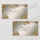 Gold Verzierte florale Frame Business Card Visitenkarte (Vorne/Hinten)