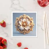 Gold Verzierte florale Medallion Design Serviette (Beispiel)