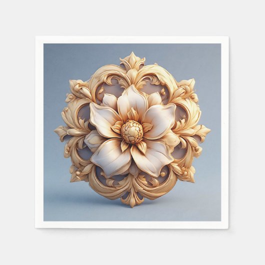 Gold Verzierte florale Medallion Design Serviette (Vorderseite)