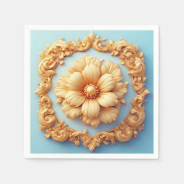 Gold Verzierte florale Medallion Design Serviette