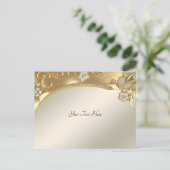 Gold Verzierte florale Postkarte (Stehend Vorderseite)