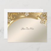 Gold Verzierte florale Postkarte (Vorne/Hinten)