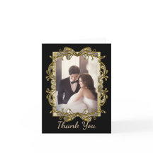 Gold Verzierte Foto Hochzeit Vielen Dank