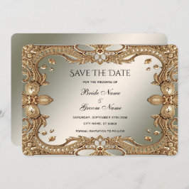 Gold Verzierte Frame-Save the Date-Karte Save The Date
