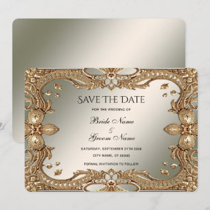 Gold Verzierte Frame-Save the Date-Karte Save The Date