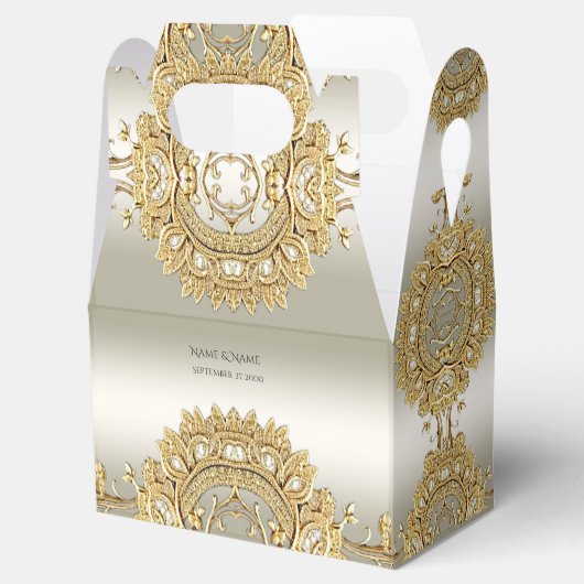 Gold Verzierte Gevor Box Geschenkschachtel (Geöffnet)