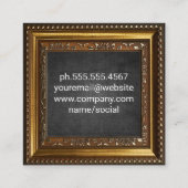 Gold Verzierte Grenze | Schwarze Textur Quadratische Visitenkarte (Rückseite)