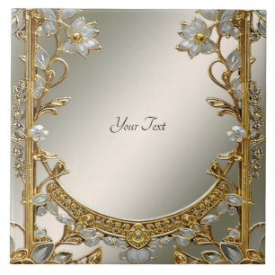 Gold Verzierte Keramik Fliese