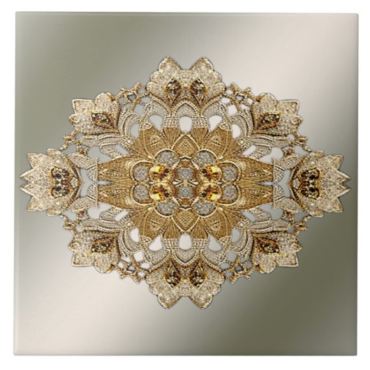 Gold Verzierte Keramik Fliese (Vorderseite)