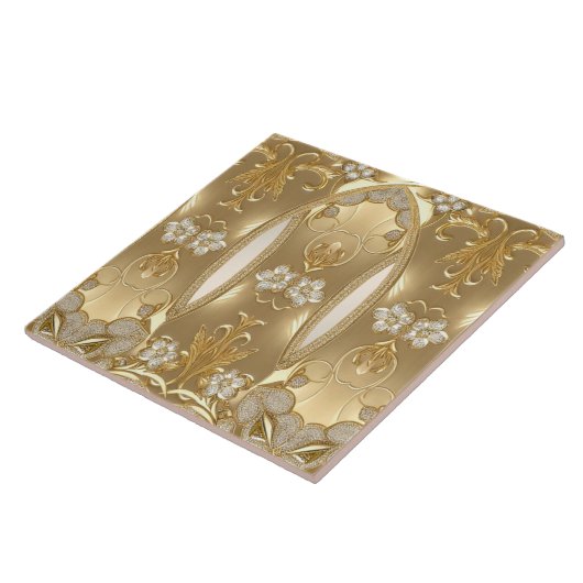 Gold Verzierte Keramik Fliese (Seite)