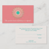 Gold Verzierte Mandala Pink Korallenkarte Empfehlungskarte (Vorne/Hinten)