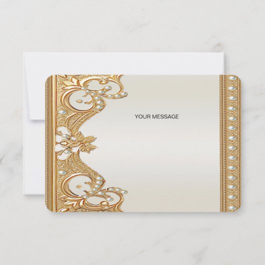 Gold Verzierte Perlen Dankeschön Karte (Rückseite)