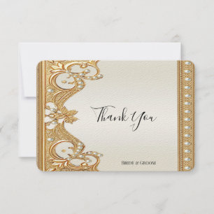 Gold Verzierte Perlen Dankeschön Karte