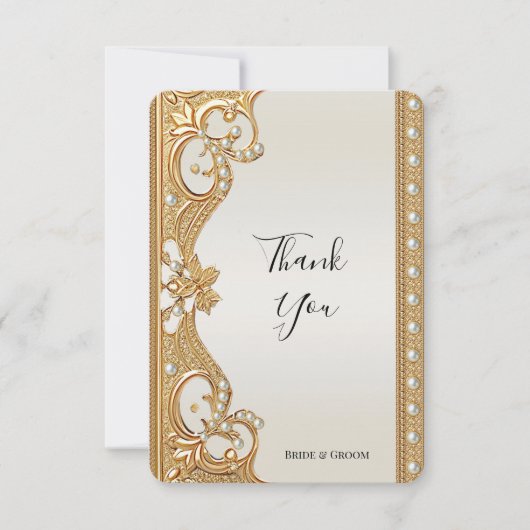 Gold Verzierte Perlen Dankeschön Karte (Vorderseite)