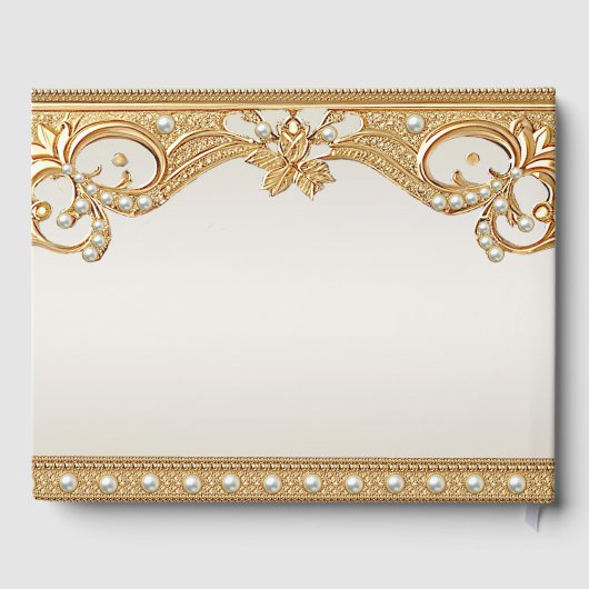 Gold Verzierte Perlen Gästebuch (Rückseite)