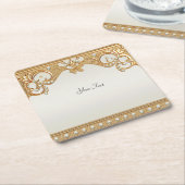 Gold Verzierte Perlen Papier Untersetzer (angewinkelt)