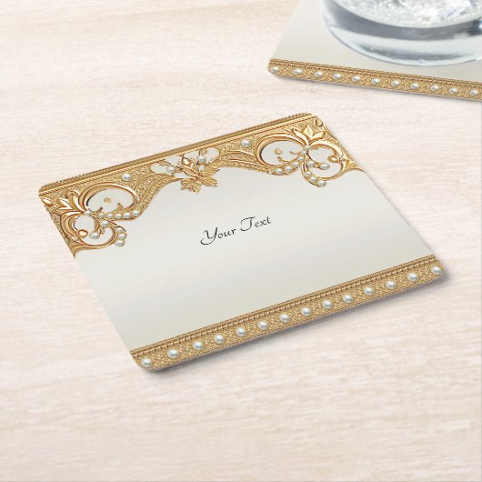 Gold Verzierte Perlen Papier Untersetzer (angewinkelt)