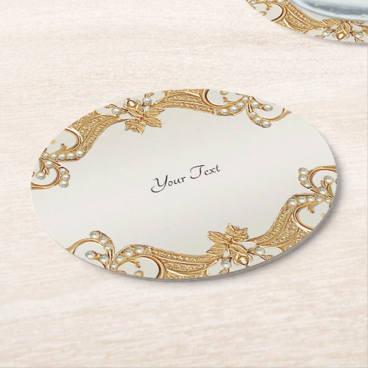 Gold Verzierte Perlen Papier Untersetzer (Angewinkelt)