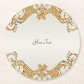 Gold Verzierte Perlen Papier Untersetzer (Vorderseite)