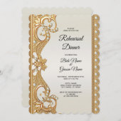 Gold Verzierte Perlen Probe Abendessen Einladung (Vorne/Hinten)