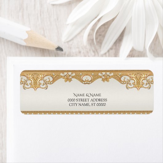 Gold Verzierte Perlen Rücksendeadresse (Insitu)