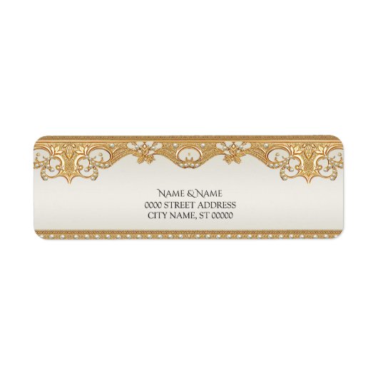 Gold Verzierte Perlen Rücksendeadresse (Vorne)