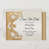 Gold Verzierte Perlen Save the Date Karte (Vorne/Hinten)
